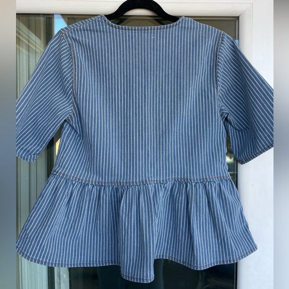 Ganni Denim Blue Pinstripe Dress - Picture 5 of 6